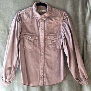 We The Free Free People Medium Lavender Casual Button Down Shirt